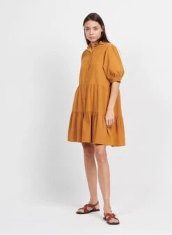 Petite Mendigote JAVA - Brown Short Buttoned Dress -Morganmai Store 3925084