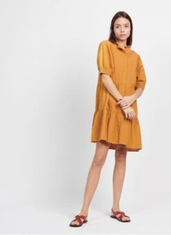 Petite Mendigote JAVA - Brown Short Buttoned Dress