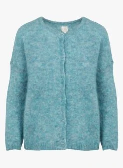 DES PETITS HAUTS BEA - Blue Round-neck Mohair-blend Cardigan -Morganmai Store 3925704