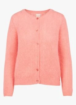 DES PETITS HAUTS DALLY - Pink Round-neck Mohair-blend Cardigan -Morganmai Store 3925709