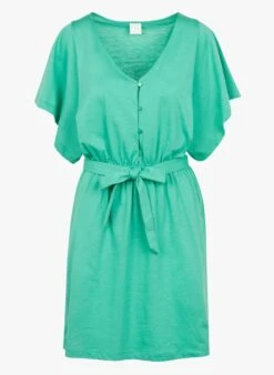 DES PETITS HAUTS ZAEMINO - Green Short Cotton Dress -Morganmai Store 3925749