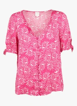 DES PETITS HAUTS TOUNINA - Pink Fluid V-neck Top 8 DES PETITS HAUTS TOUNINA - Pink Fluid V-neck Top -Morganmai Store 3925800