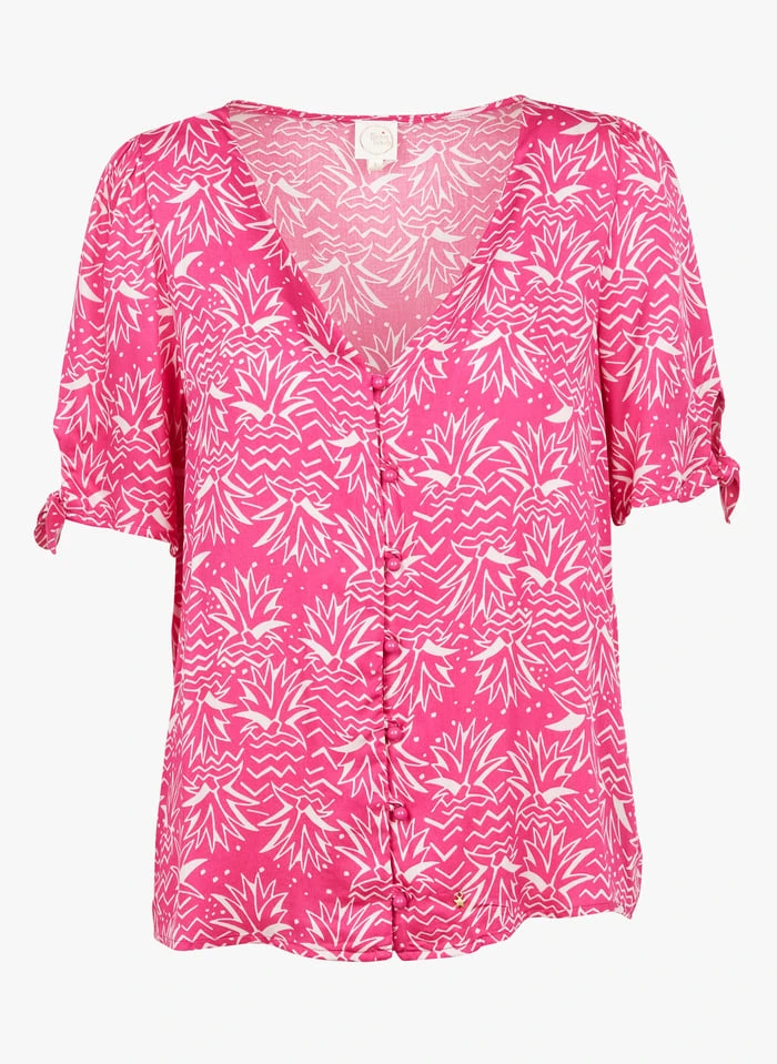 DES PETITS HAUTS TOUNINA - Pink Fluid V-neck Top 3 DES PETITS HAUTS TOUNINA - Pink Fluid V-neck Top - Image 3