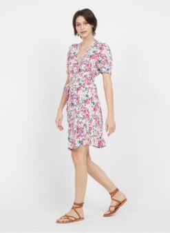 Petite Mendigote AURORA - Pink Floral Pattern Wrap Dress