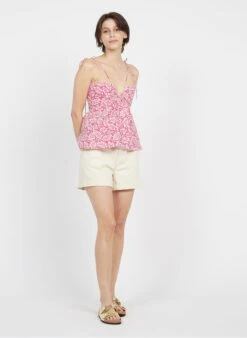 Petite Mendigote AVA - Pink Printed Cotton Top -Morganmai Store 3925991