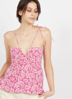 Petite Mendigote AVA - Pink Printed Cotton Top -Morganmai Store 3925994