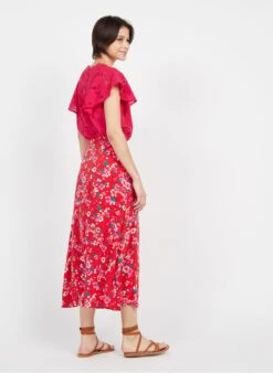 Petite Mendigote EVELYNE - Pink Round-neck Embroidered Cotton Shirt -Morganmai Store 3926096