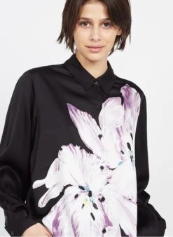 Scotch And Soda Multicolored Printed Satin Shirt With Classic Collar -Morganmai Store 3926366