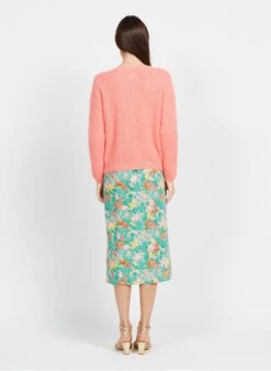 DES PETITS HAUTS DALLY - Pink Round-neck Mohair-blend Cardigan -Morganmai Store 3927061