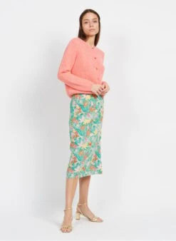 DES PETITS HAUTS DALLY - Pink Round-neck Mohair-blend Cardigan -Morganmai Store 3927062