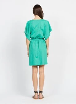 DES PETITS HAUTS ZAEMINO - Green Short Cotton Dress -Morganmai Store 3927304