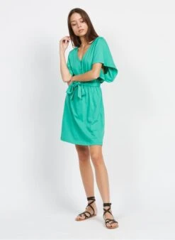 DES PETITS HAUTS ZAEMINO - Green Short Cotton Dress -Morganmai Store 3927305