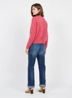 DES PETITS HAUTS BELONIE - Pink V-neck Mohair-blend Cardigan -Morganmai Store 3928325