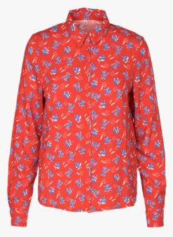 Red Fluid Printed Shirt -Morganmai Store 3930012