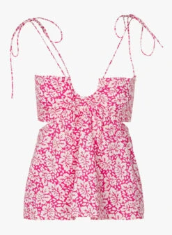 Petite Mendigote AVA - Pink Printed Cotton Top -Morganmai Store 3930065