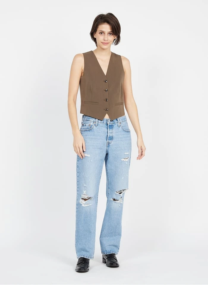 Samsoe Samsoe Ramona - Brown Blazer-style Sleeveless Cardigan 6 Samsoe Samsoe Ramona - Brown Blazer-style Sleeveless Cardigan - Image 6