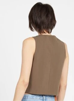 Samsoe Samsoe Ramona - Brown Blazer-style Sleeveless Cardigan 8 Samsoe Samsoe Ramona - Brown Blazer-style Sleeveless Cardigan -Morganmai Store 3947130