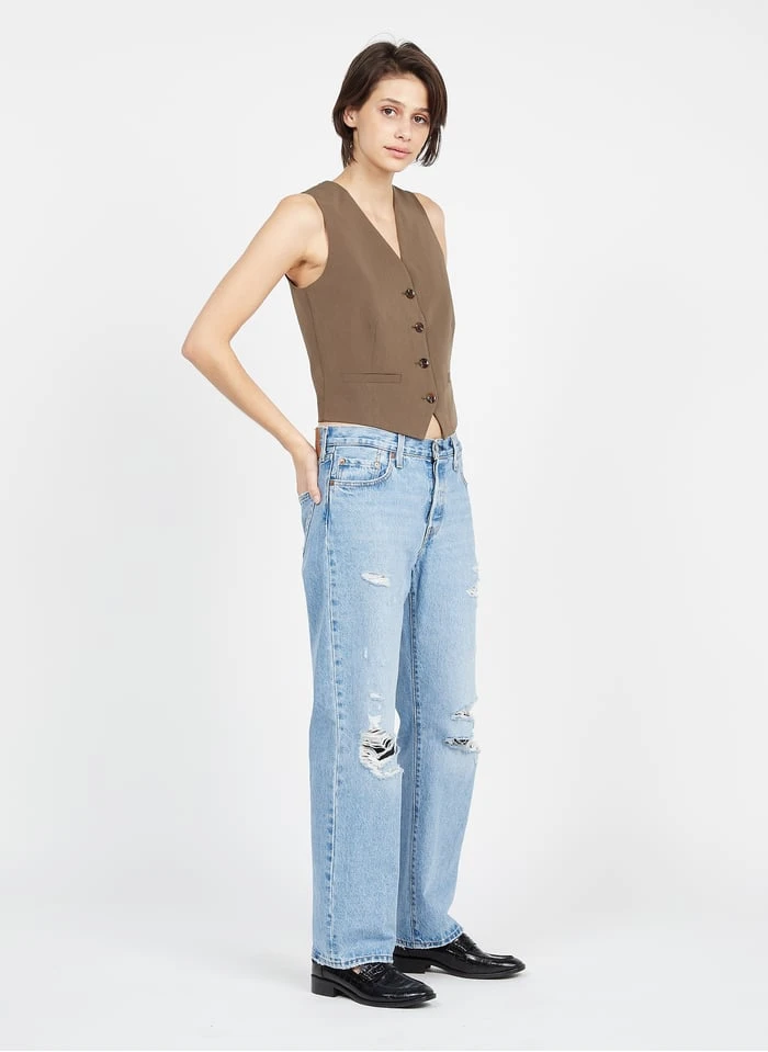 Samsoe Samsoe Ramona - Brown Blazer-style Sleeveless Cardigan 5 Samsoe Samsoe Ramona - Brown Blazer-style Sleeveless Cardigan - Image 5