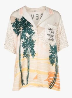 LILIAN - Multicolored Loose-fit Printed Shirt With Polo Collar -Morganmai Store 3947931