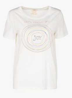 WILLOW - White Embroidered Round-neck Cotton T-shirt -Morganmai Store 3947957