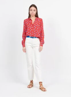 Red Fluid Printed Shirt -Morganmai Store 3951176