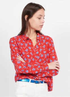 Red Fluid Printed Shirt