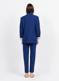 Blue Short-sleeved Crepe Top -Morganmai Store 3951229