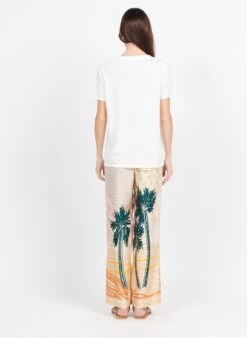 WILLOW - White Embroidered Round-neck Cotton T-shirt -Morganmai Store 3951265