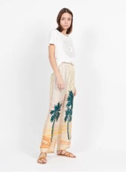 WILLOW - White Embroidered Round-neck Cotton T-shirt -Morganmai Store 3951266