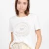 WILLOW - White Embroidered Round-neck Cotton T-shirt