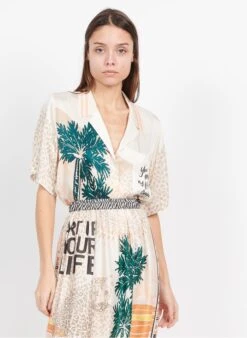 LILIAN - Multicolored Loose-fit Printed Shirt With Polo Collar