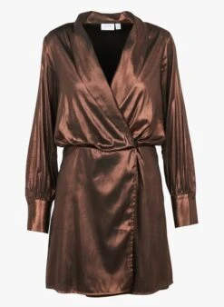 Vila Brown Shiny Effect Midi Dress -Morganmai Store 3952115