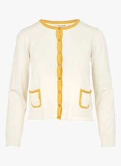 Beige Round-neck Cotton Cardigan -Morganmai Store 3952137