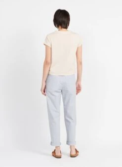 Beige Round-neck Cotton T-shirt -Morganmai Store 3964085