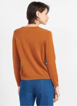 Red Buttoned Cardigan With Floral Pattern -Morganmai Store 3964146