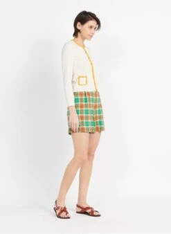 Beige Round-neck Cotton Cardigan -Morganmai Store 3964211