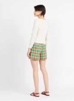 Beige Round-neck Cotton Cardigan -Morganmai Store 3964213