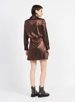 Vila Brown Shiny Effect Midi Dress -Morganmai Store 3964331