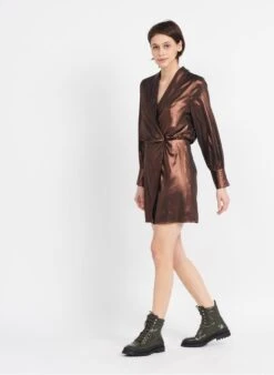 Vila Brown Shiny Effect Midi Dress