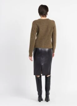 Samsoe Samsoe NOR - Brown Round-neck Alpaca-blend Cardigan -Morganmai Store 3964373