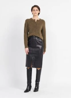 Samsoe Samsoe NOR - Brown Round-neck Alpaca-blend Cardigan -Morganmai Store 3964374