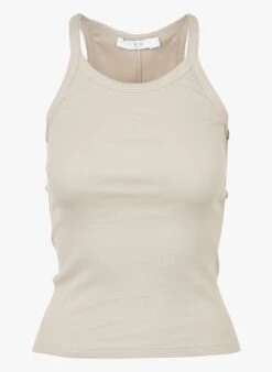 IRO PALISSO - Beige Round-neck Cotton-blend Tank Top -Morganmai Store 3965409