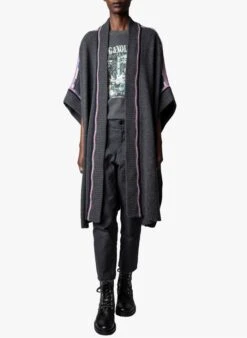 Zadig & Voltaire OTTAWA - Grey Long Printed Cashmere Cardigan