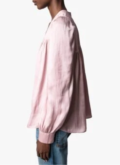 Zadig & Voltaire TELIA - Pink Satin-feel V-neck Top -Morganmai Store 3966545