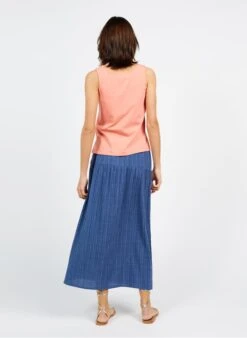 Orange Round-neck Printed Cotton Tank Top -Morganmai Store 3969542