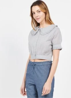 Blue Short Printed Cotton Shirt