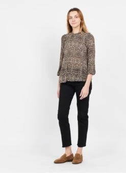 Ikks Brown Printed Top With Lurex Thread -Morganmai Store 3972192