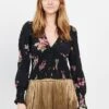 TWINSET Black Floral Print Viscose Blouse