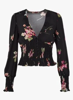 TWINSET Black Floral Print Viscose Blouse -Morganmai Store 3972540
