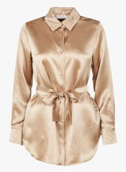 Max Mara Leisure HOLIDAY - Golden Fluid Shirt With Classic Collar -Morganmai Store 3972559